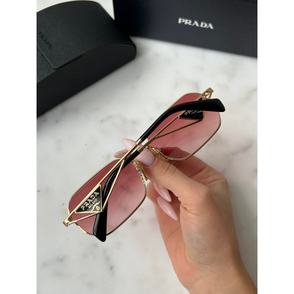 NEW Prada PR A51S Sunglasses in Gold Pink $585 - Picture 3 of 7